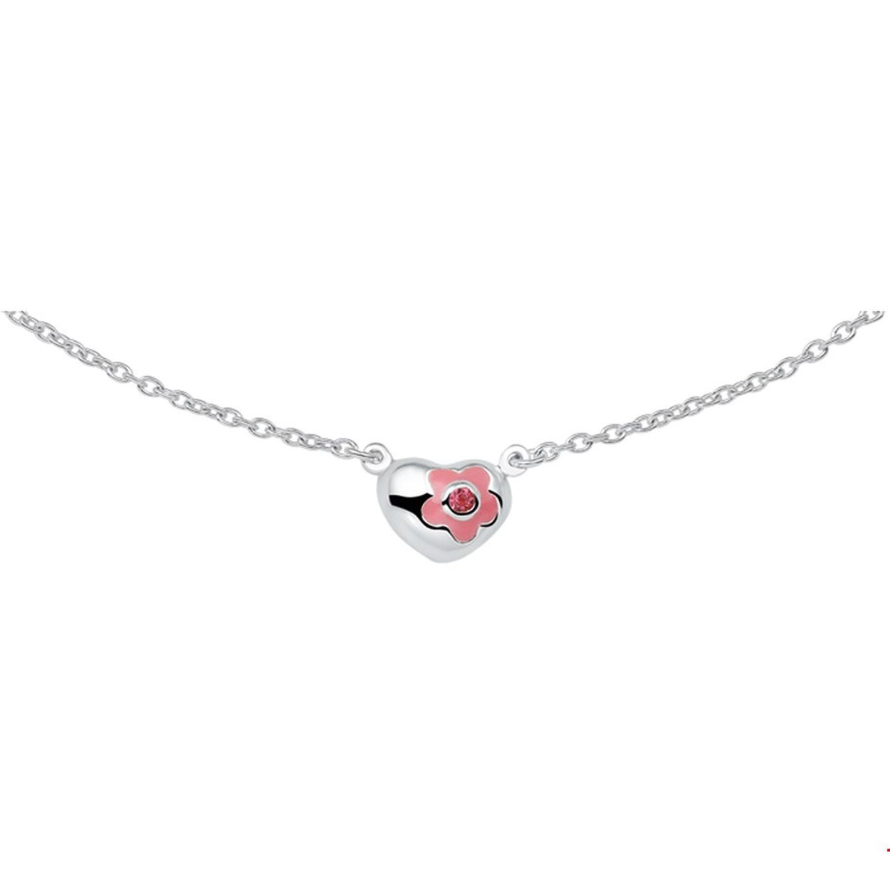 Beschrijving: Zilveren collier met een hartje en roze zirkonia. De lengte van het collier bedraagt 36cm met 2cm extensie. 
Verpakt per: 1
Doelgroep: kinderen
Kortste lengte: 36 mm
Langste lengte: 38 mm