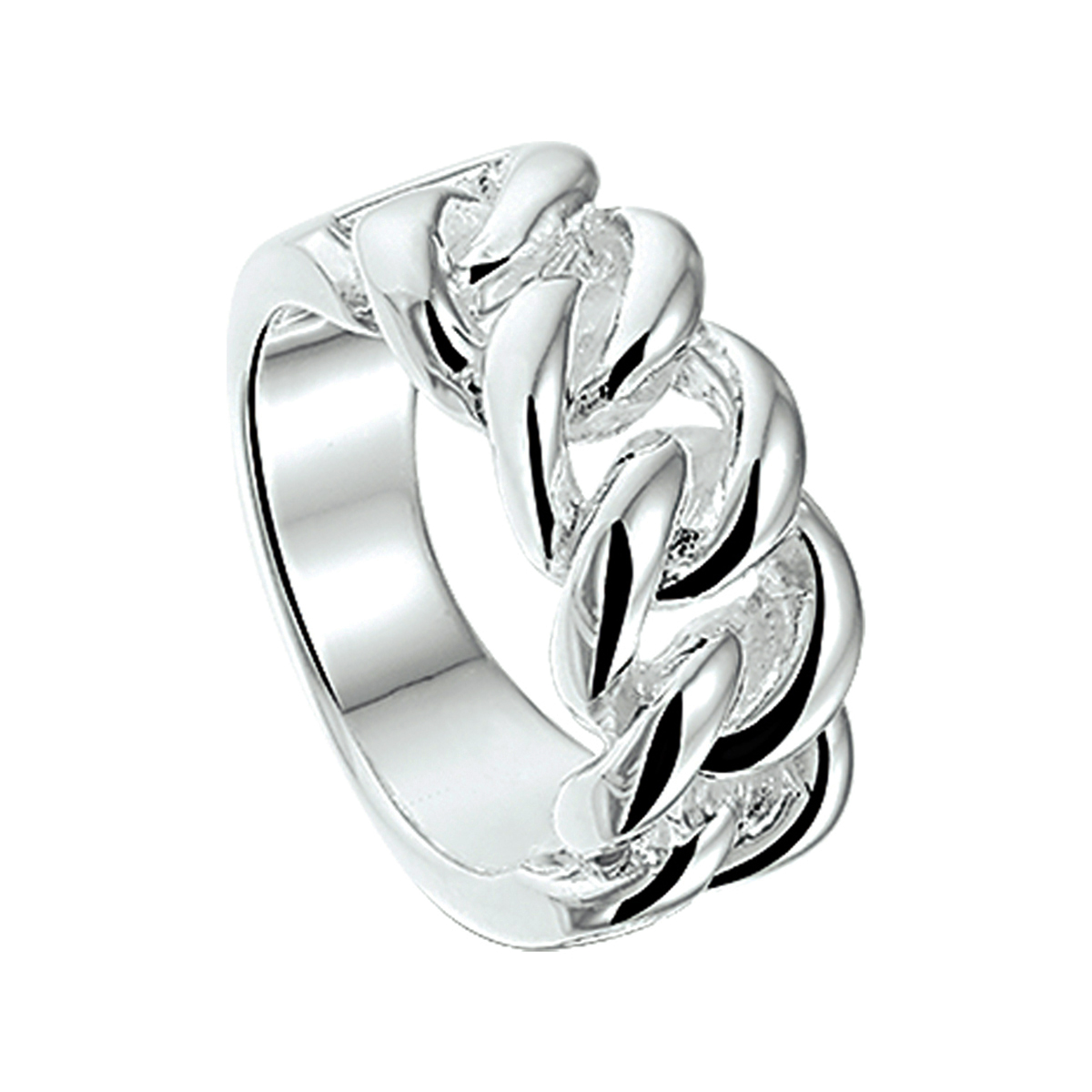 Zilveren ring met gourmet schakel - maat 17.25
Breedte: 9.5 mm