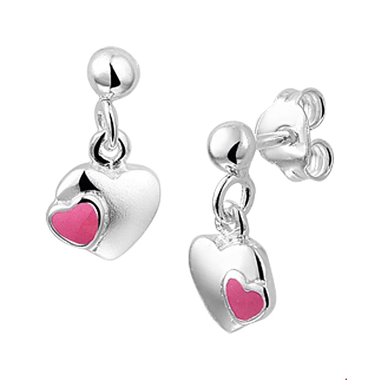Beschrijving: Zilveren oorhangers met een hartje en roze emaille.
Doelgroep: kinderen
Breedte: 7 mm
Hoogte: 6 mm