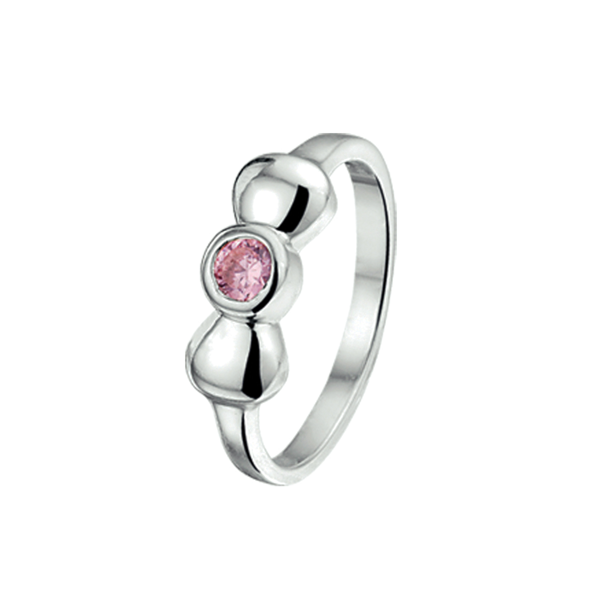 Zilveren Ring met Strik en Roze Zirkonia
