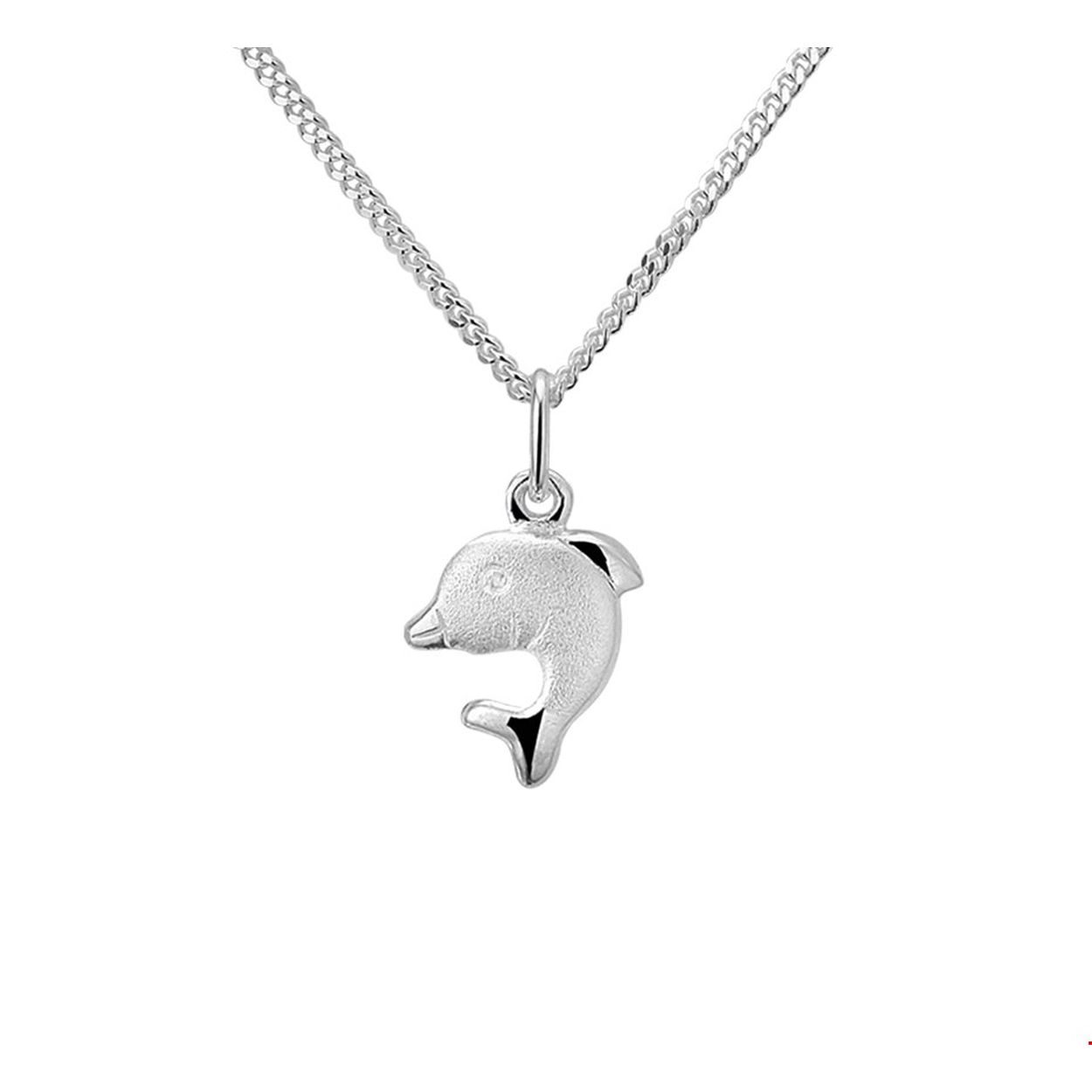 Beschrijving: Zilveren collier met een dolfijn. De lengte bedraagt 36cm met 4cm extensie en de schakelbreedte is 1.4mm. 
Verpakt per: 1
Doelgroep: kinderen
Breedte: 1.4 mm
Kortste lengte: 36 mm
Langste lengte: 40 mm