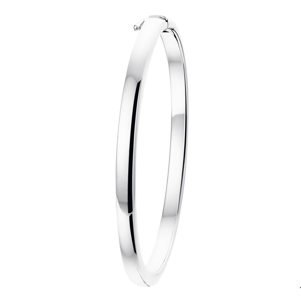 zilveren bangle van 4mm met scharnier, bolle buis