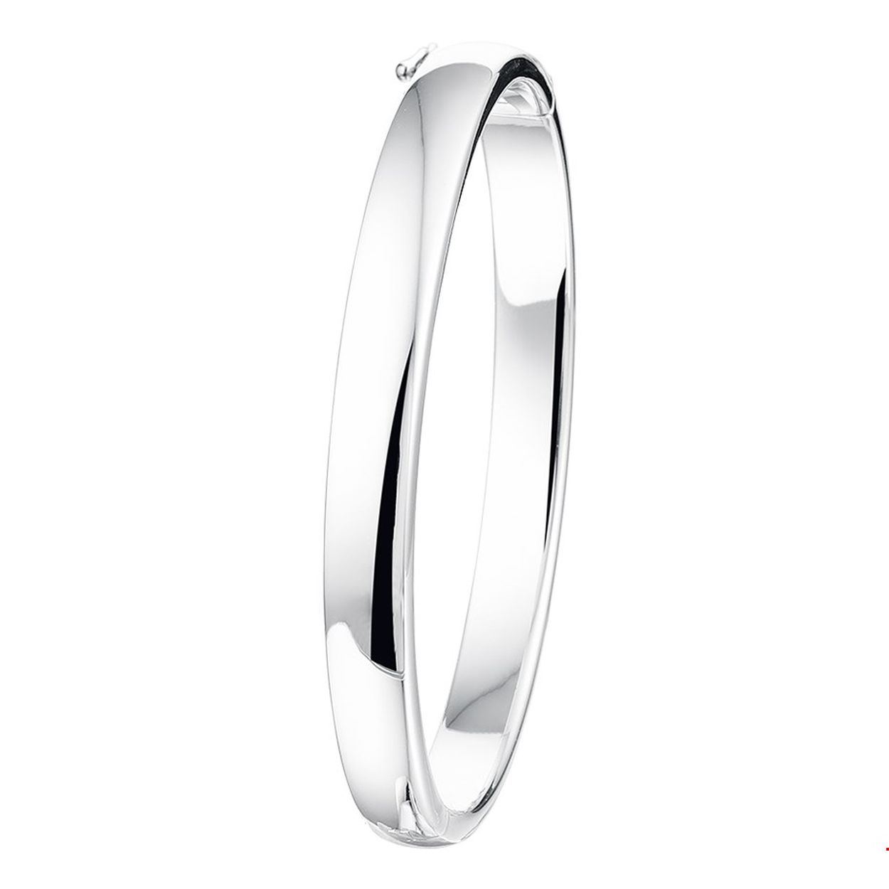 Sterling zilveren bangle met een stevige scharniersluiting. Breedte 7 mm / diameter 65 mm. Deze maat is geschikt voor een grovere pols.
