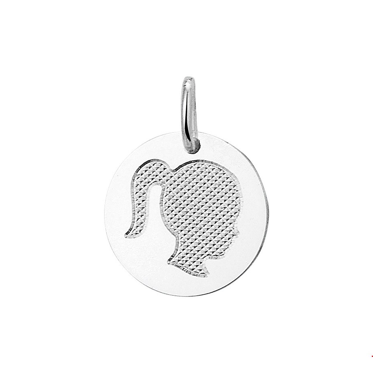 Zilveren ronde hanger met een meisjes hoofd met een diameter van 14mm poli mat uitgevoerd en met een stevig hangoog.
Doelgroep: dames