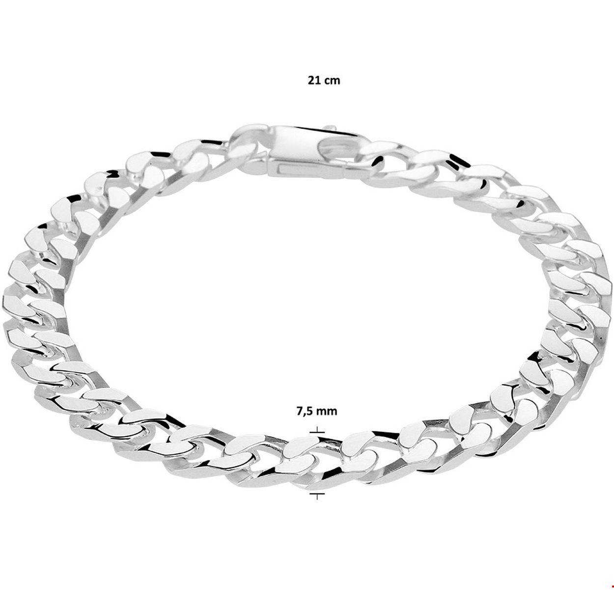 Stijlvolle zilveren armband met een gourmet schakel. De armband heeft een draaglengte van 21cm en een schakelbreedte van 6.5mm. Uitgevoerd met een stevige karabijn sluiting.