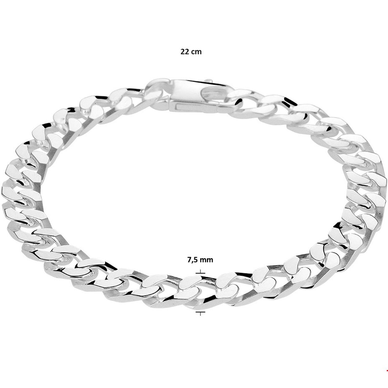 Stijlvolle zilveren armband met een gourmet schakel. De armband heeft een draaglengte van 22cm en een schakelbreedte van 6.5mm. Uitgevoerd met een stevige karabijn sluiting.