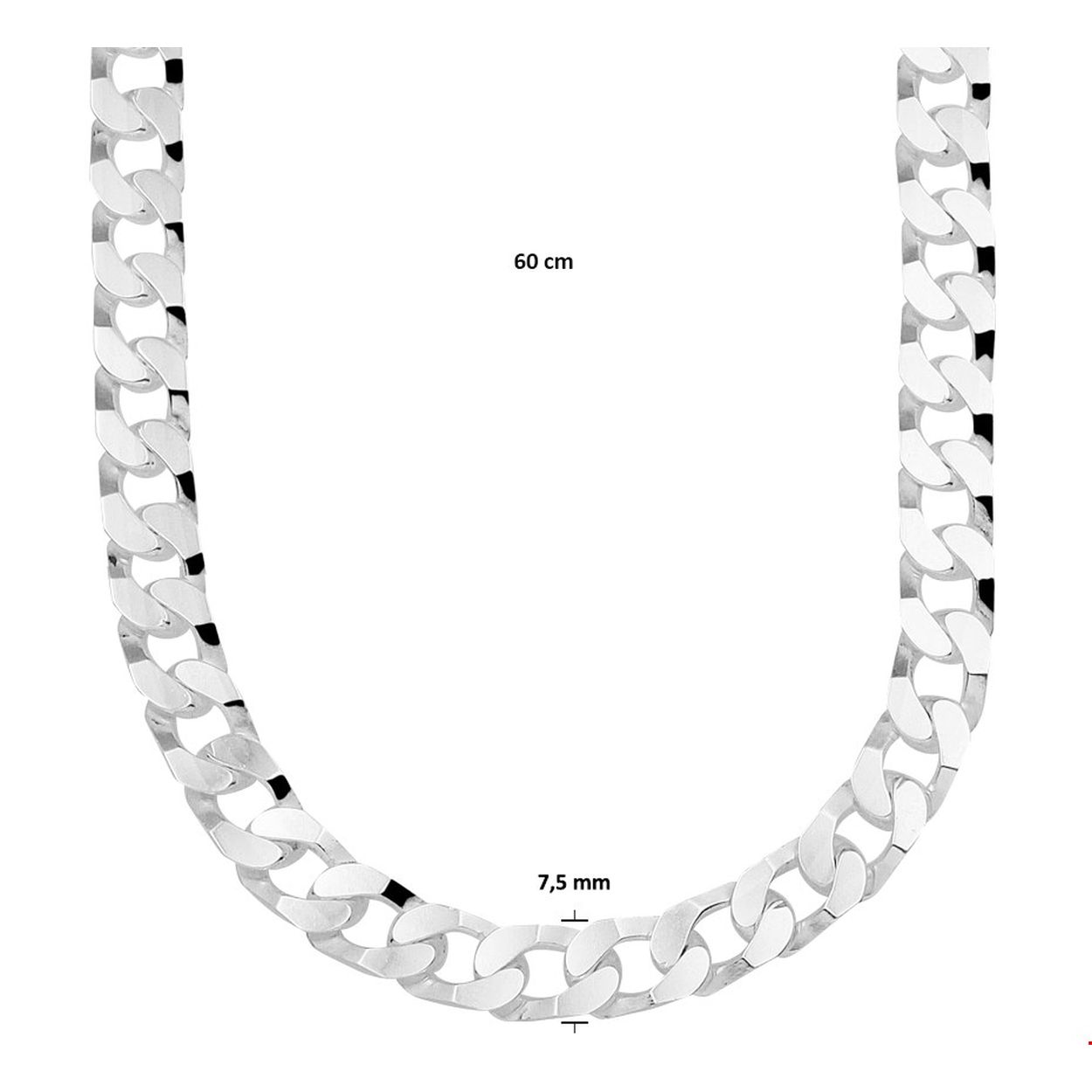 Stijlvol zilveren collier met een gourmet schakel. Het collier heeft een draaglengte van 60cm en een schakelbreedte van 6.5mm. Uitgevoerd met een stevige karabijn sluiting.