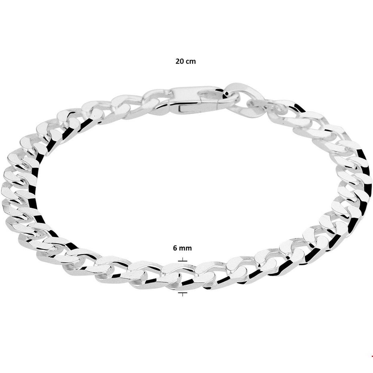 Stijlvolle zilveren armband met een gourmet schakel. De armband heeft een draaglengte van 20cm en een schakelbreedte van 5.5mm. Uitgevoerd met een stevige karabijn sluiting.