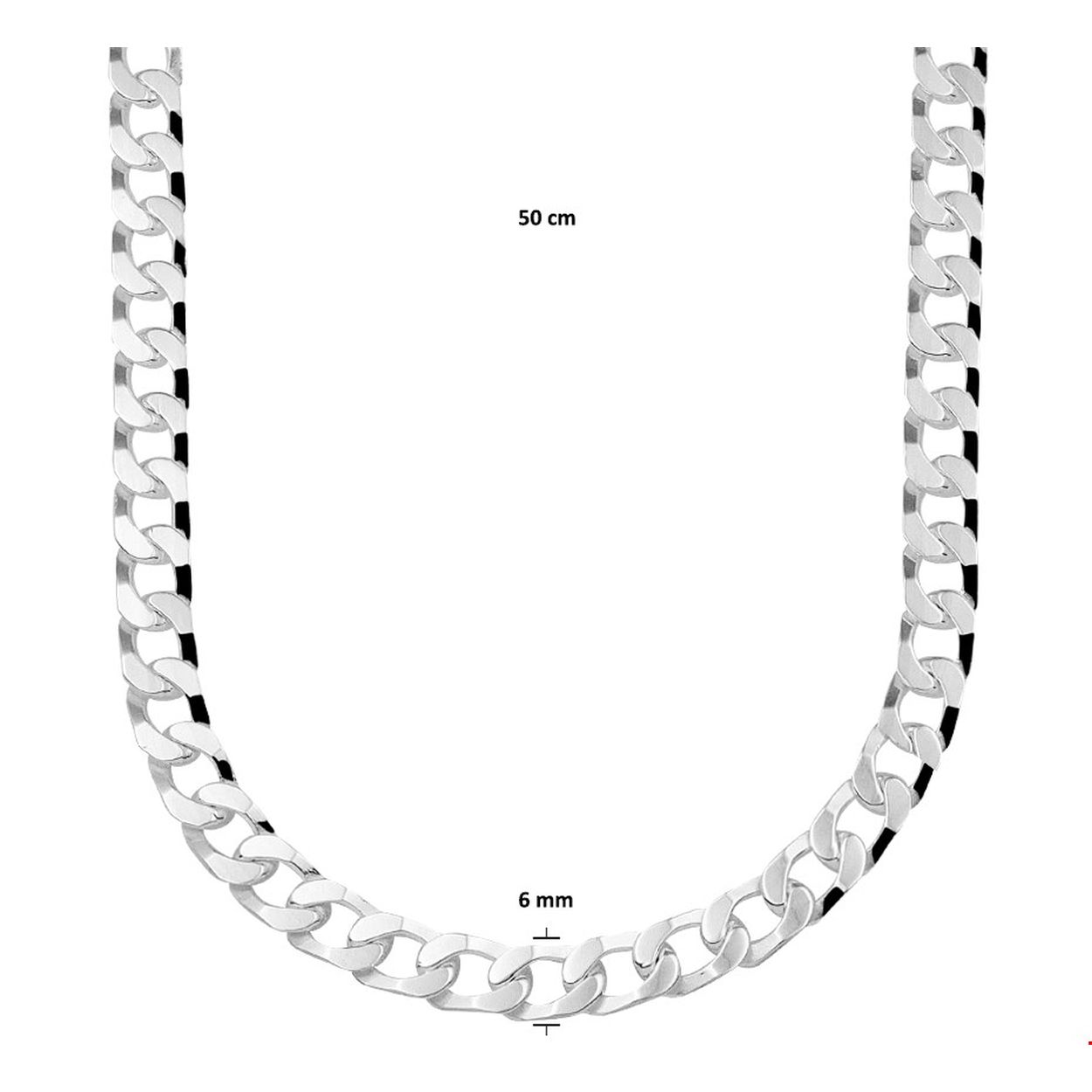 Stijlvol zilveren collier met een gourmet schakel. Het collier heeft een draaglengte van 50cm en een schakelbreedte van 5.5mm. Uitgevoerd met een stevige karabijn sluiting.