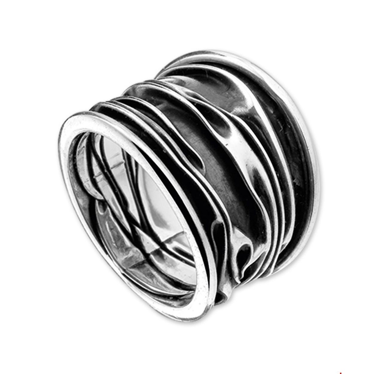 Geoxideerd zilveren ring.

Gender: dames
Ringmaat: 18.50 mm (58)
Breedte: 16 mm