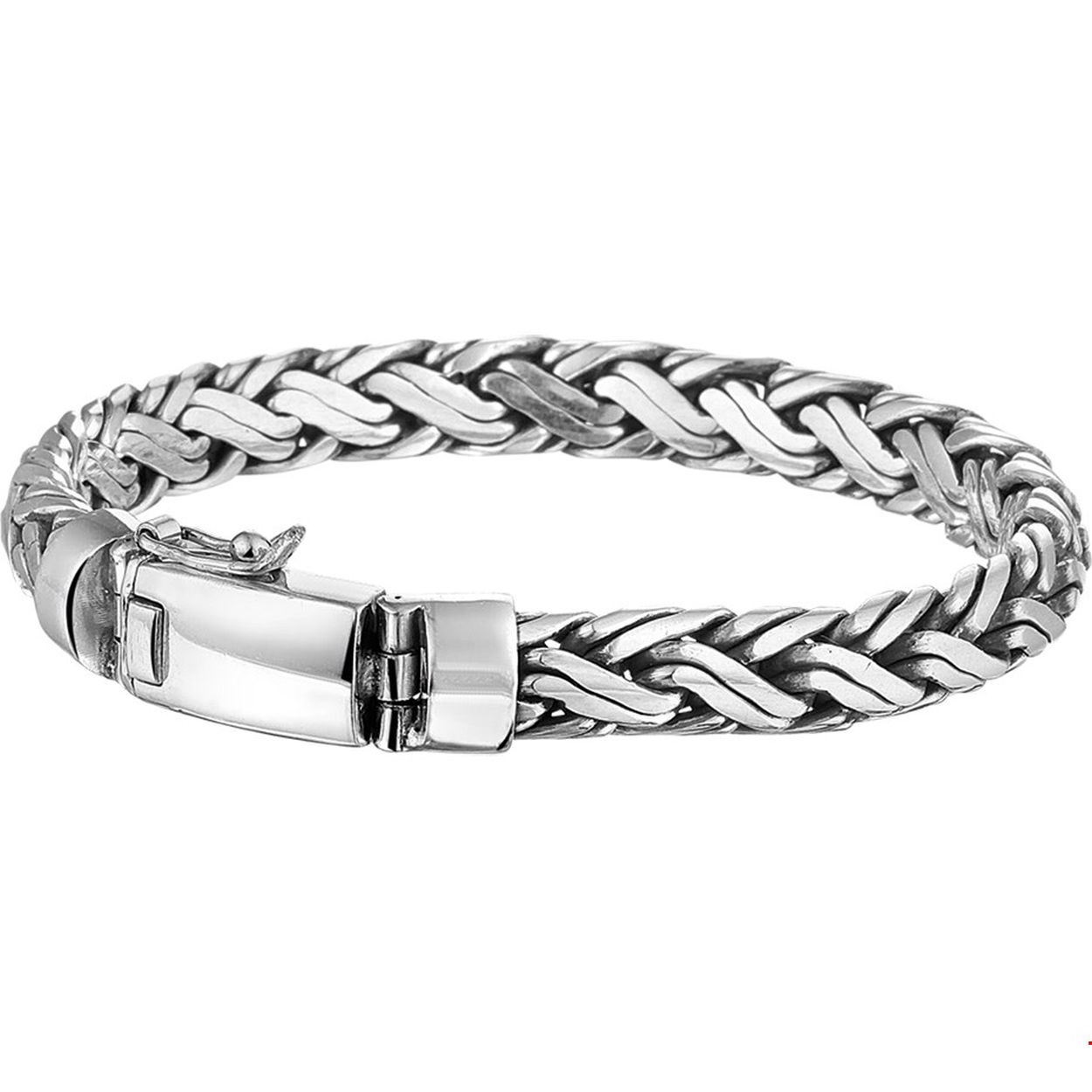 Geoxideerd zilveren armband. 
Uniekenummer serie: 32376
Doelgroep: heren
Breedte: 8 mm
Langste lengte: 21 cm