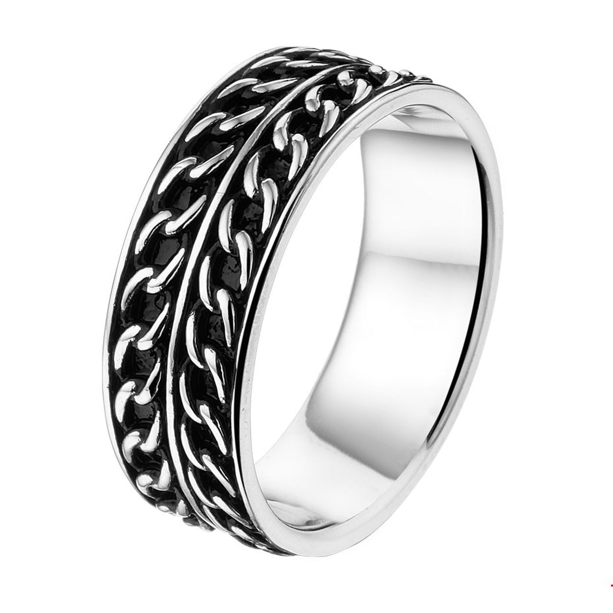 Beschrijving: Geoxideerd zilveren ring. 
Uniekenummer serie: 34761
Verpakt per: 1
Doelgroep: heren
Ringmaat: 20.50 mm
Hoogte: 7.5 mm