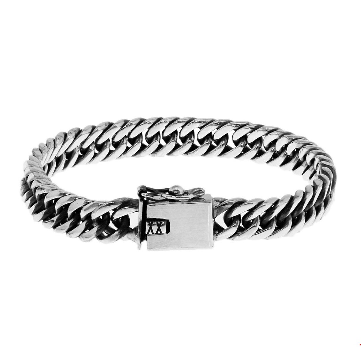 Geoxideerd zilveren armband met gourmet schakel en bakslot
Doelgroep: unisex
Breedte: 8 mm
Langste lengte: 20 mm