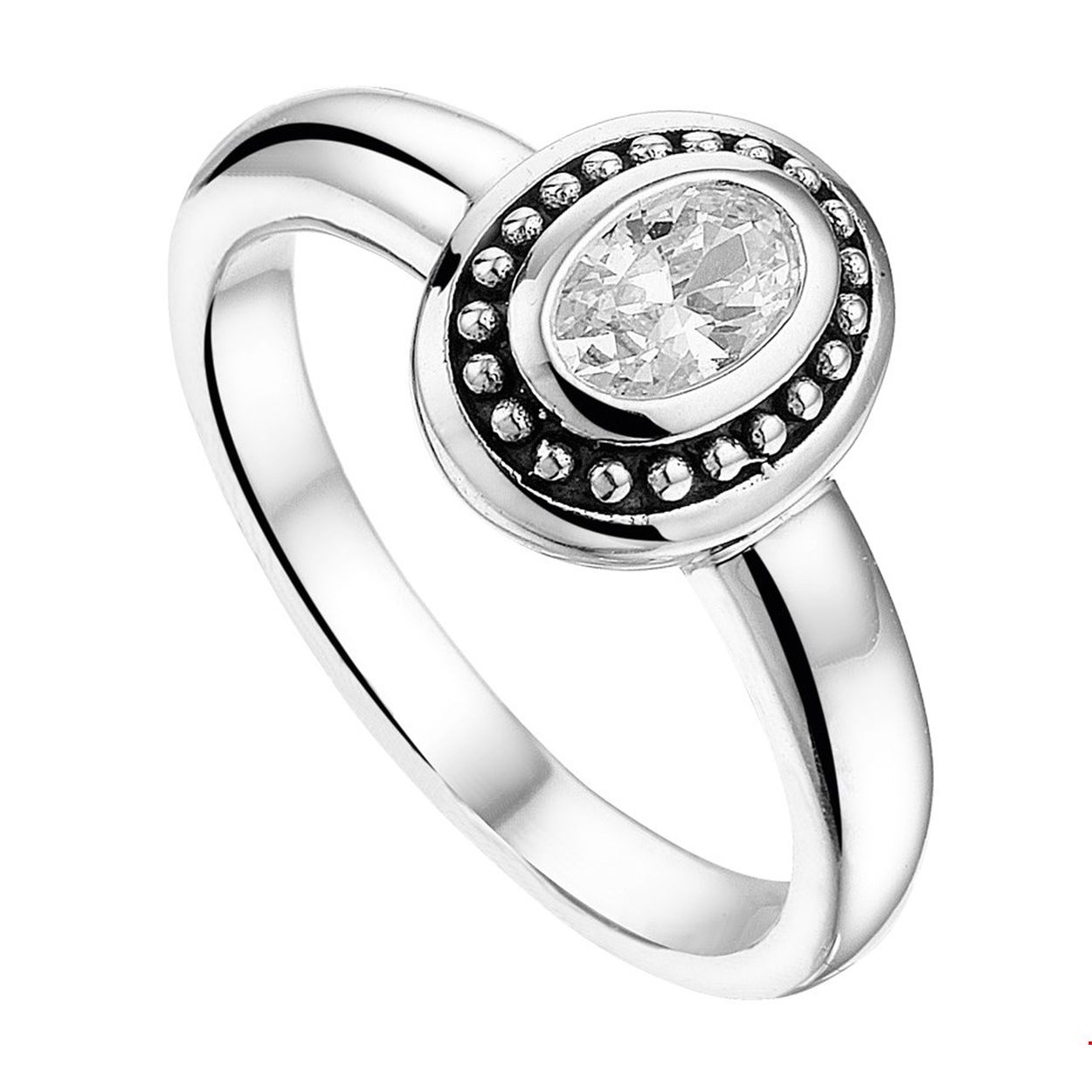 Beschrijving: Geoxideerd zilveren ring met zirkonia.
Ringmaat: 18.50 (58)
Breedte: 10.5 mm
Zetting: solitaire (kastzetting)