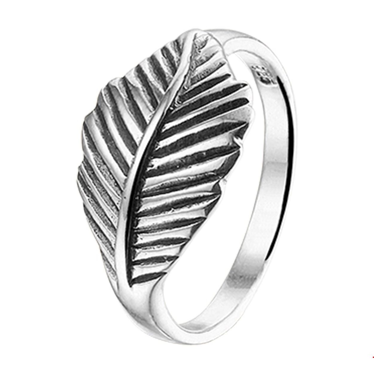 Geoxideerd zilveren ring met een veer.
Uniekenummer serie: 36995
Doelgroep: dames
Ringmaat: 17.50 mm (55)
Breedte: 11 mm