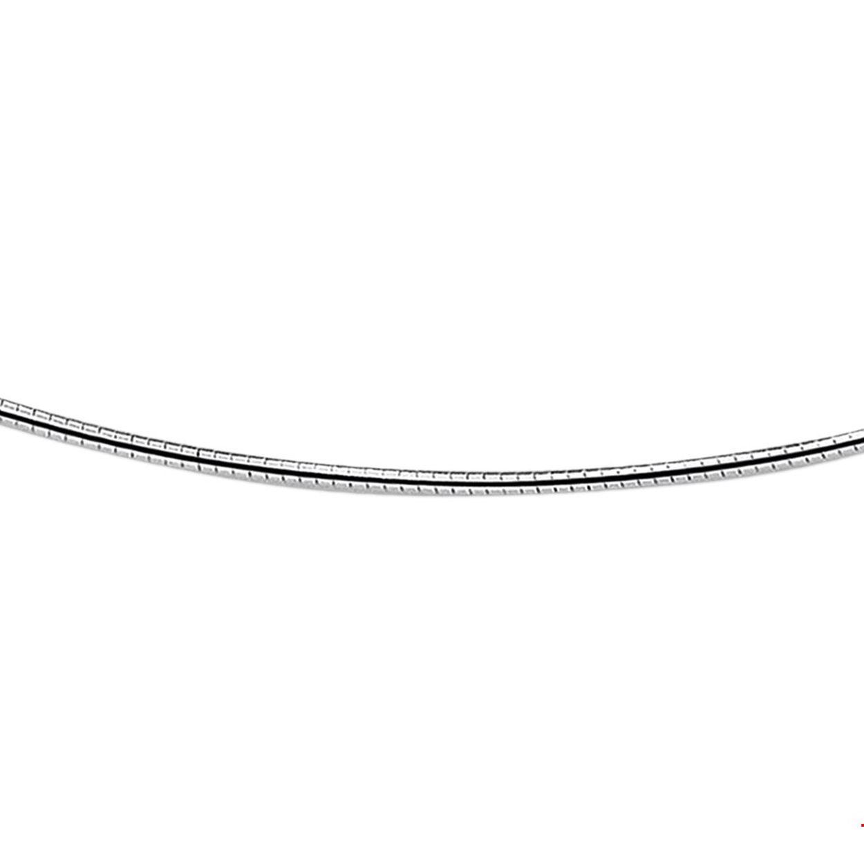 Beschrijving: Gerhodineerd zilveren omega collier. 
Doelgroep: dames
Breedte: 1.5 mm
Langste lengte: 42 cm