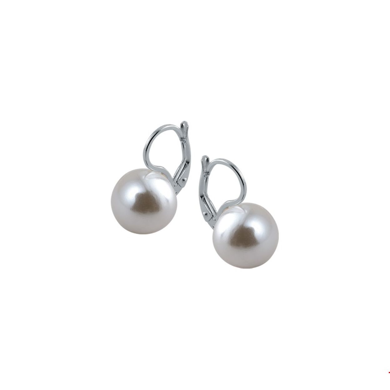 Gerhodineerd zilveren oorhangers met een witte imitatieparel. 
Uniekenummer serie: 25959
Doelgroep: dames