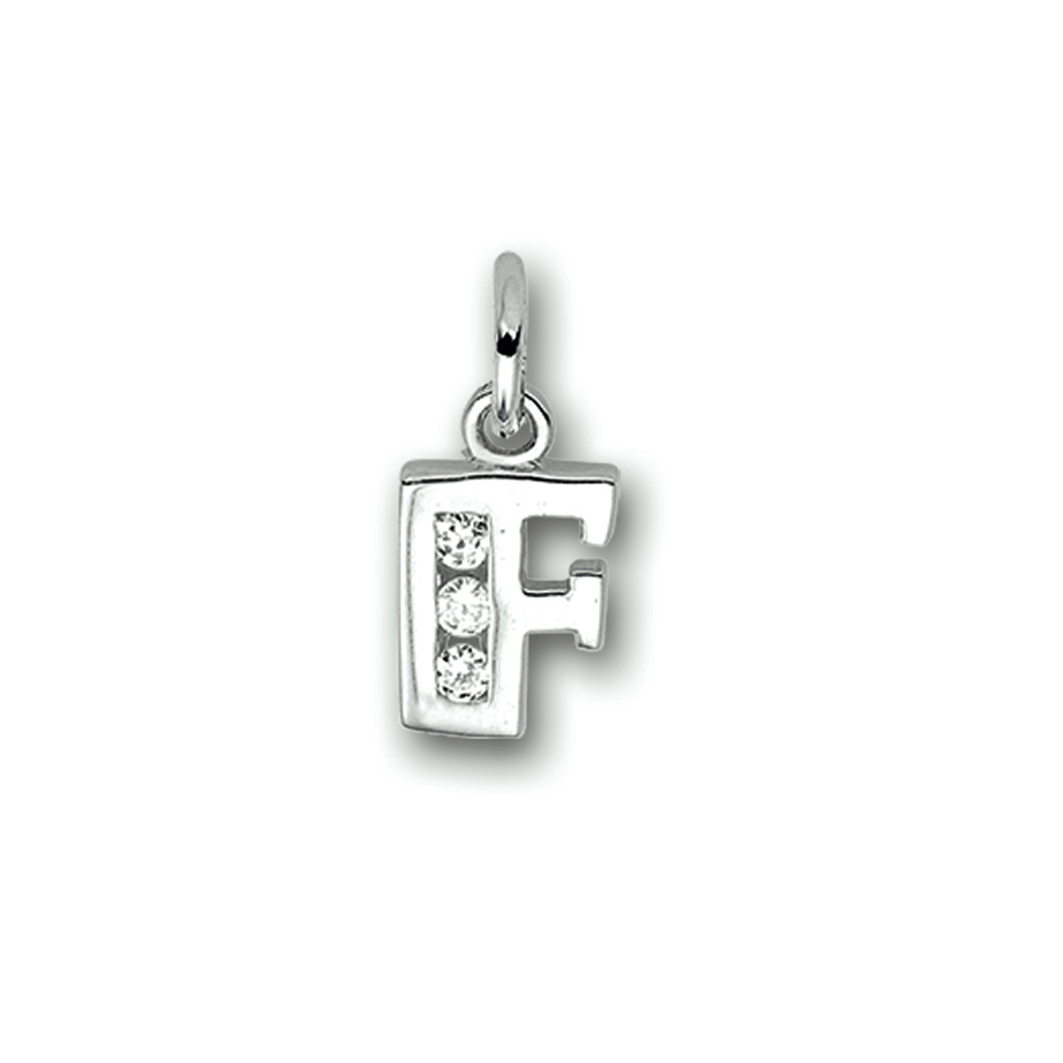 Gerhodineerd zilveren hanger letter F met een hoogte van 11mm en een breedte van 6.5mm. Uitgevoerd met een schitterende rij van zirkonia.
Uniekenummer serie: 33598
Zetting: alliance (rail zetting)