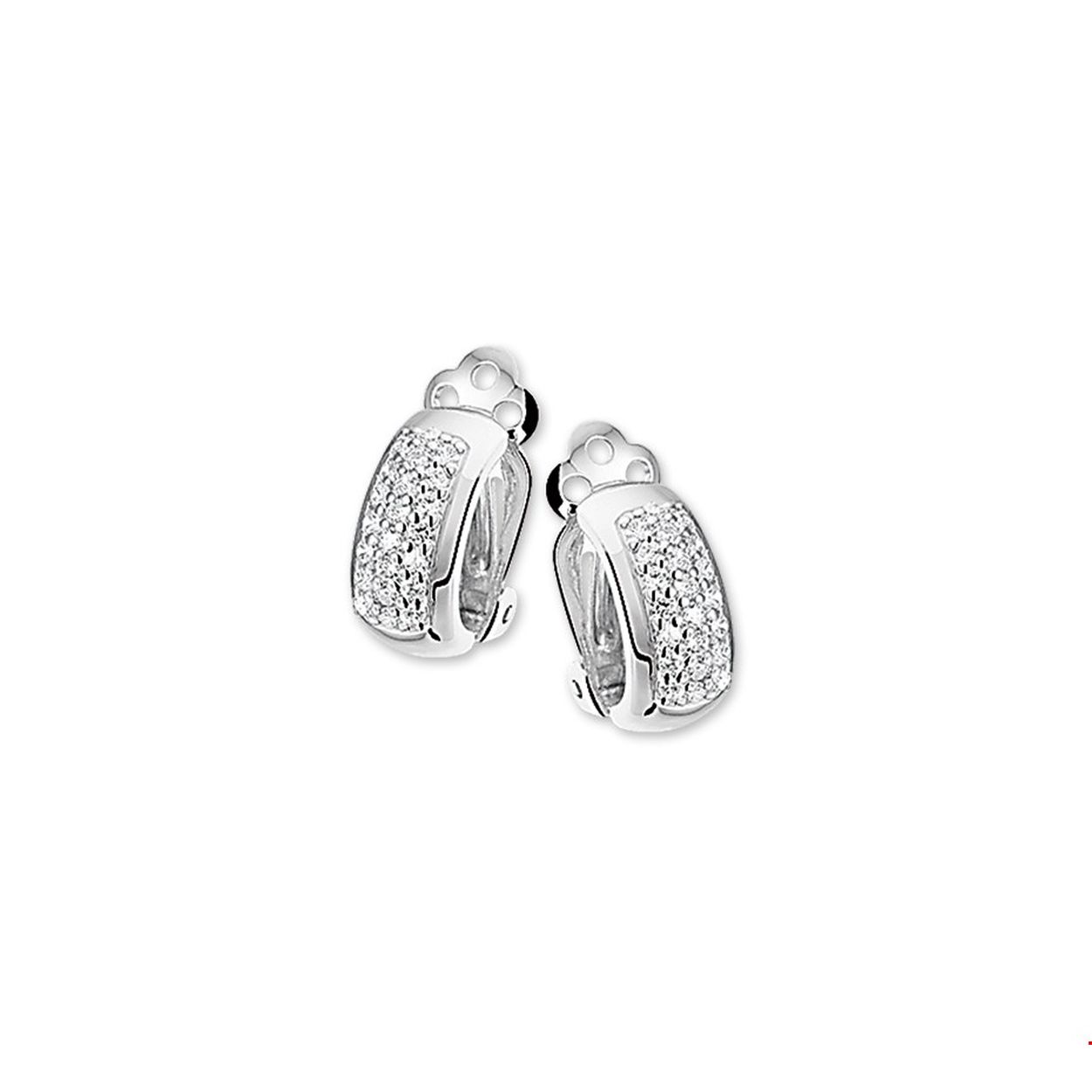 Beschrijving: Gerhodineerd zilveren oorclips met zirkonia. 
Verpakt per: 1
Doelgroep: dames
Breedte: 7 mm
Hoogte: 16.5 mm
Zetting: pave