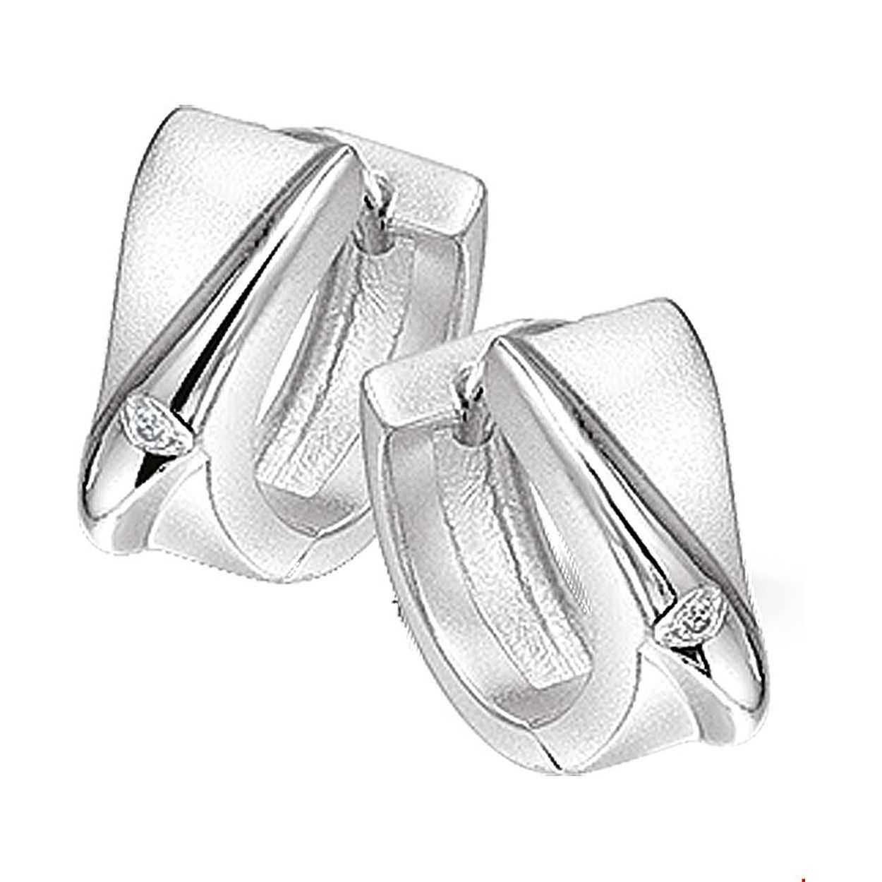 Beschrijving: Gerhodineerd zilveren klapcreolen met diamant. 
Verpakt per: 1
Doelgroep: dames
Breedte: 5.5 mm
