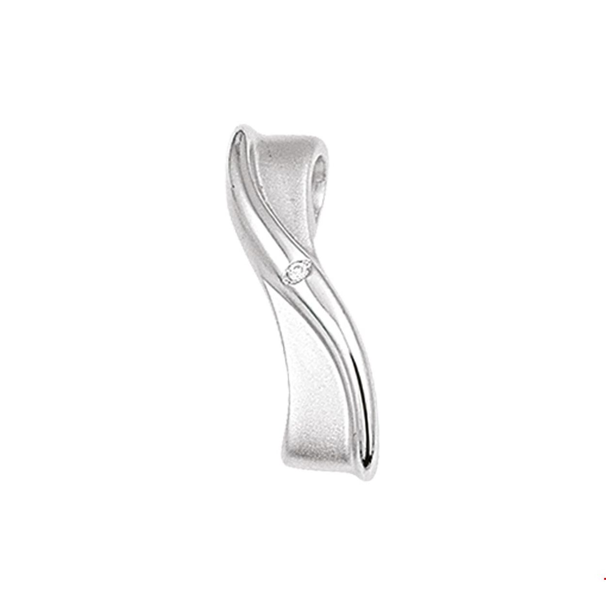 Breedte: 9 mm
Hoogte: 21 mm
Materiaal: gerhodineerd zilver
Steen: diamant  0.007ct SI