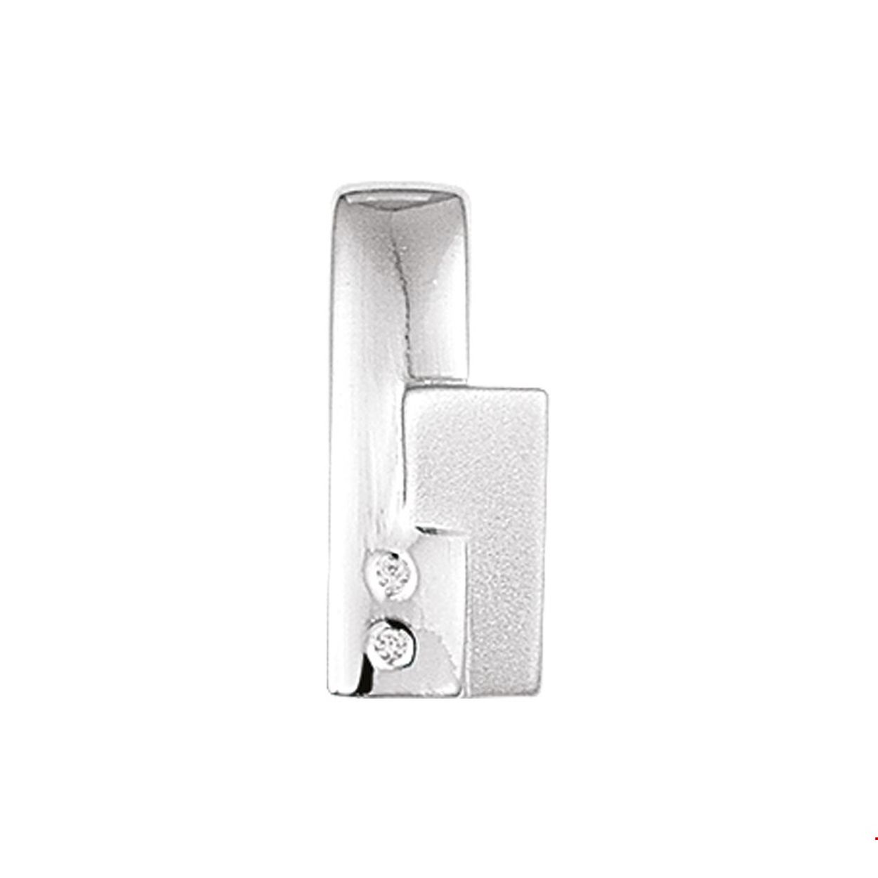 Zilveren hanger diamant mat/poli 0.014ct diamant 
