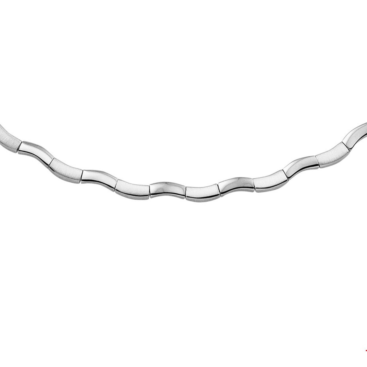 Beschrijving: Gerhodineerd zilveren collier met een poli/matte afwerking.
Verpakt per: 1
Doelgroep: dames
Breedte: 4.2 mm
Langste lengte: 43 mm