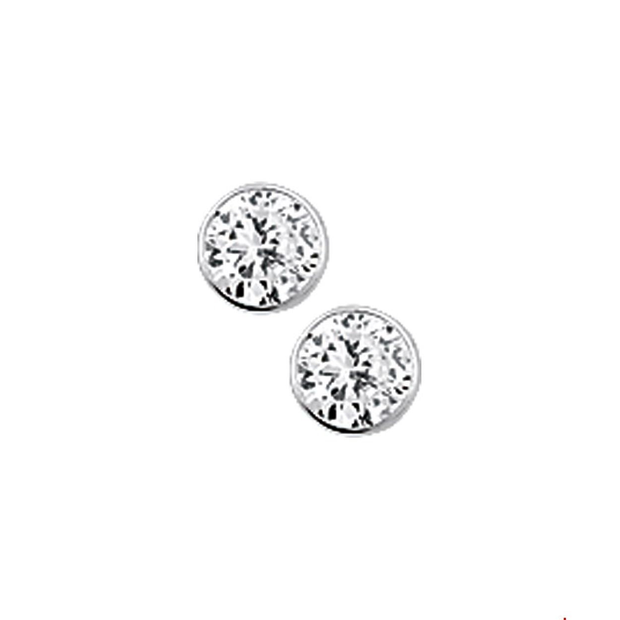 Gerhodineerd zilveren oorknoppen met zirkonia. 
Uniekenummer serie: 25887
Doelgroep: dames
Zetting: solitaire (kastzetting)