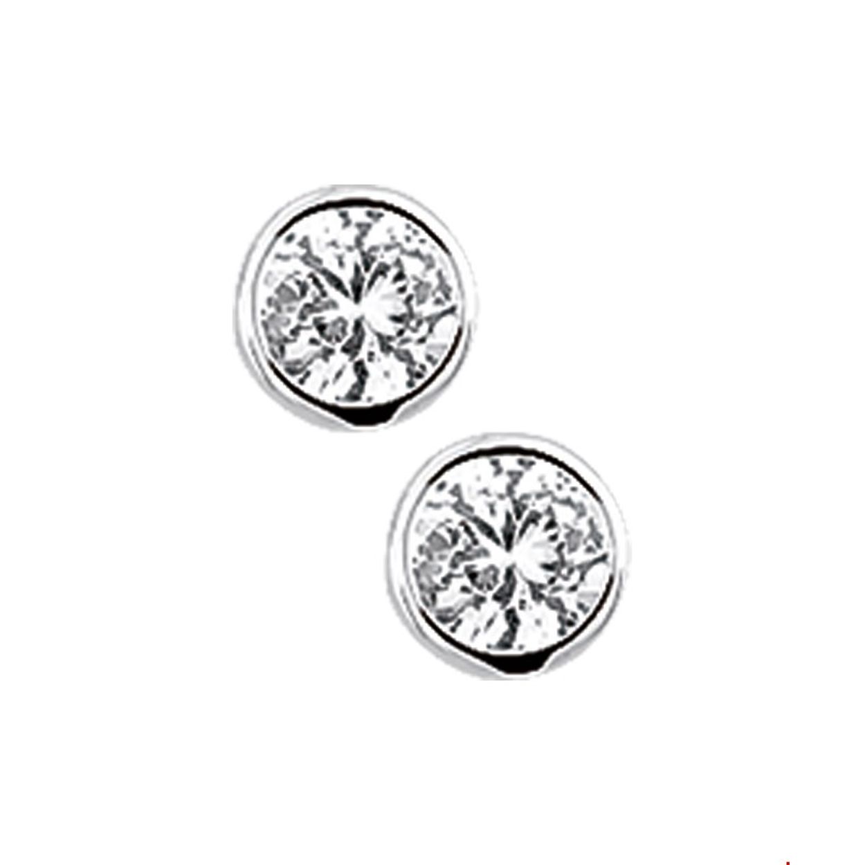 Beschrijving: Gerhodineerd zilveren oorknoppen met zirkonia. 
Uniekenummer serie: 25887
Doelgroep: dames
Zetting: solitaire (kastzetting)