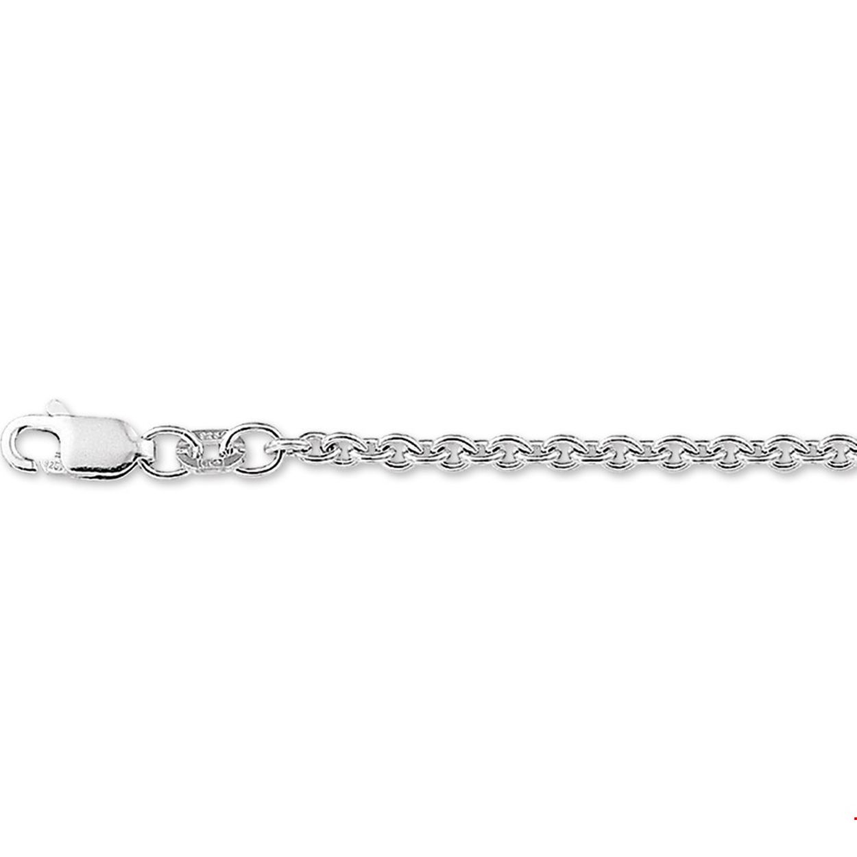 Zilver gerodineerde lengtecollier in een ronde ankerschakel.