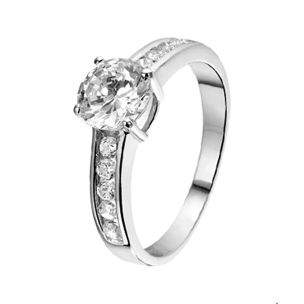 Beschrijving: Gerhodineerd zilveren ring met zirkonia. 
Uniekenummer serie: 26195
Verpakt per: 1
Doelgroep: dames
Ringmaat: 17.75 mm (56)
Breedte: 7 mm
Zetting: entourage (rijzetting)