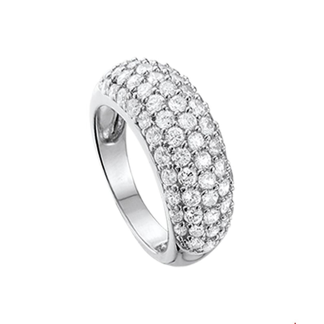 Beschrijving: Gerhodineerd zilveren ring met zirkonia. 
Uniekenummer serie: 27913
Verpakt per: 1
Doelgroep: dames
Ringmaat: 16.50 mm (52)
Breedte: 8.5 mm
Zetting: pave