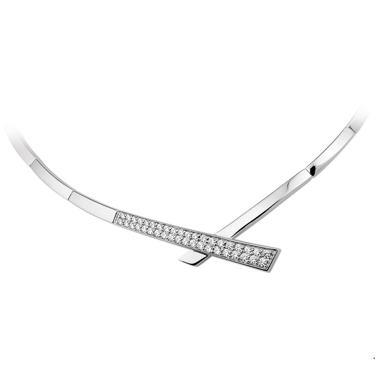 Beschrijving: Gerhodineerd zilveren collier met zirkonia. De lengte van het collier bedraagt 43cm met 3cm extensie. 
Verpakt per: 1
Doelgroep: dames
Kortste lengte: 43 mm
Langste lengte: 46 mm
Zetting: pave