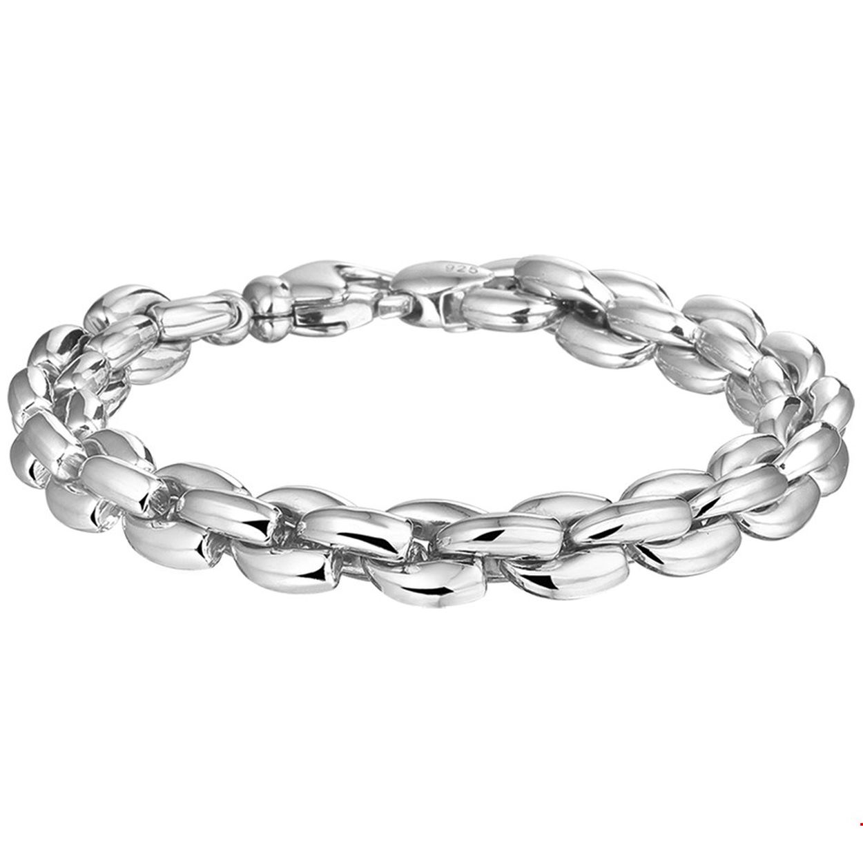 Beschrijving: Gerhodineerd zilveren armband met fantasie schakel. 
Verpakt per: 1
Doelgroep: dames
Breedte: 9 mm
Langste lengte: 19.5 mm