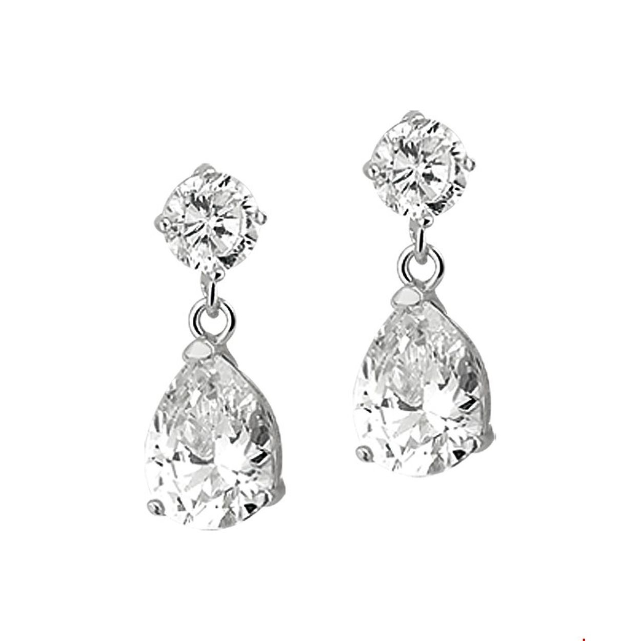 Beschrijving: Gerhodineerd zilveren oorhangers met zirkonia. 
Doelgroep: dames
Breedte: 7 mm
Hoogte: 20 mm
Zetting: solitaire (chatonzetting)