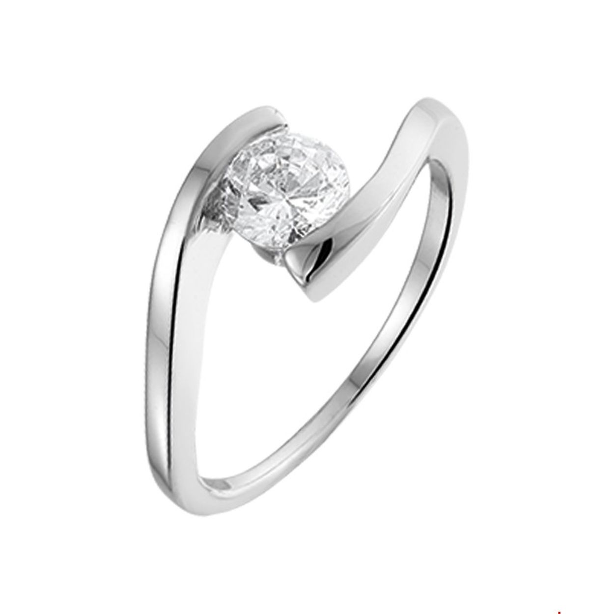 Doelgroep: dames
Ringmaat: 19.75 mm (62)
Breedte: 9.5 mm
Zetting: solitaire (span zetting)