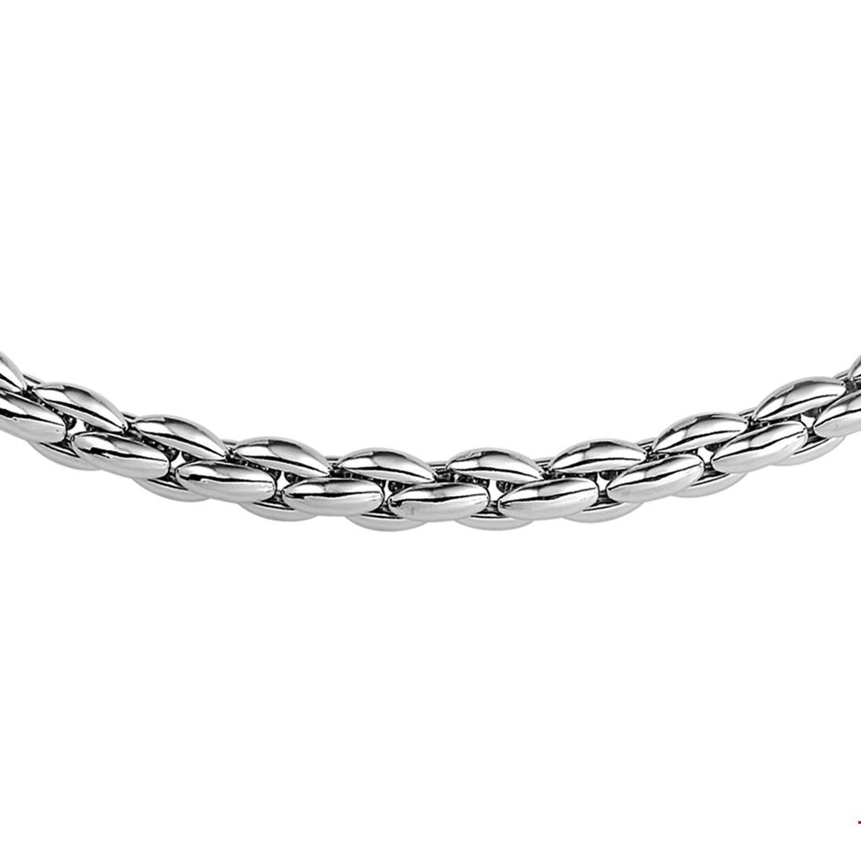 Beschrijving: Gerhodineerd zilveren collier met cardano schakel. 
Verpakt per: 1
Doelgroep: dames
Breedte: 5 mm
Langste lengte: 45 mm