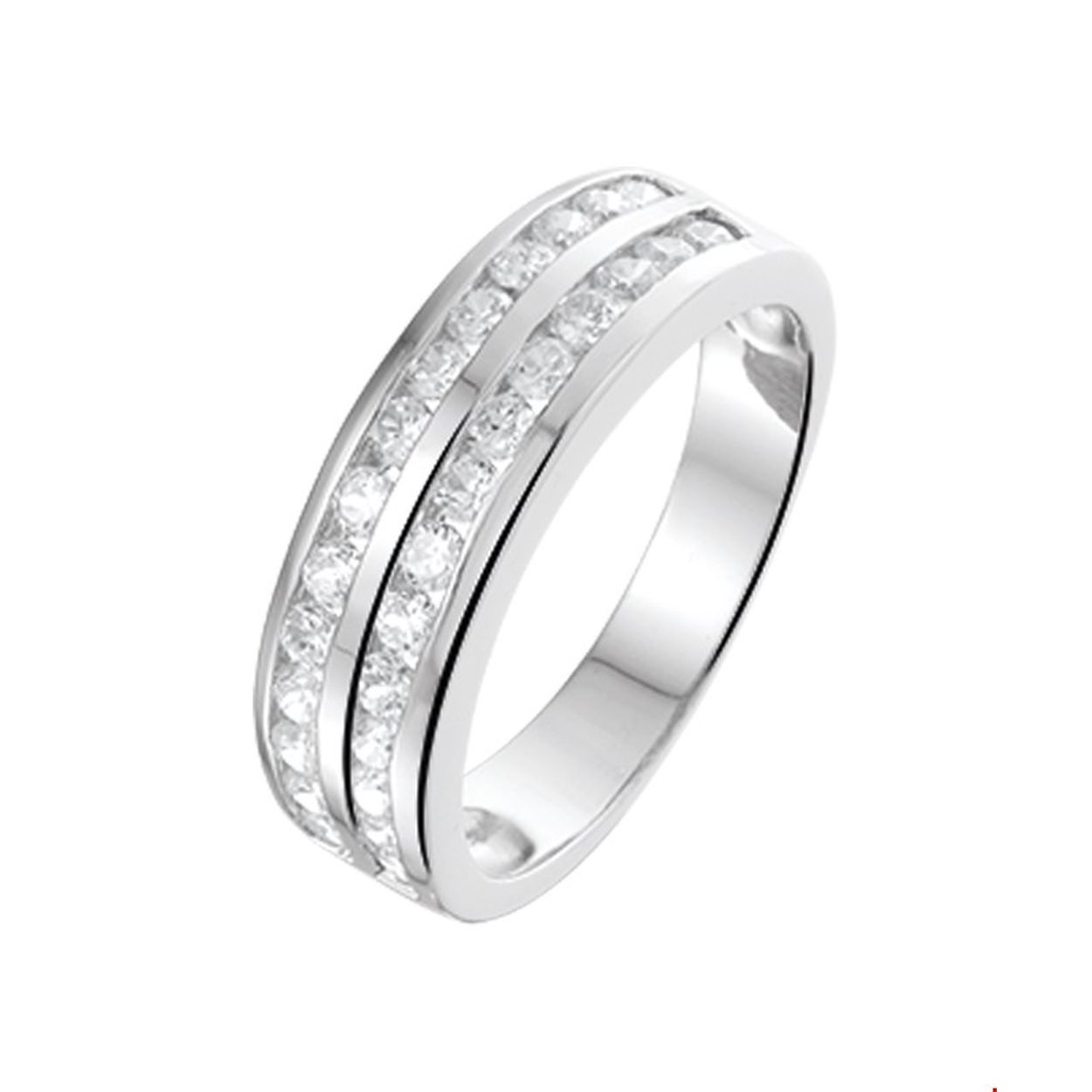 Dames ring zirkonia's met alliance (rail zetting). 
