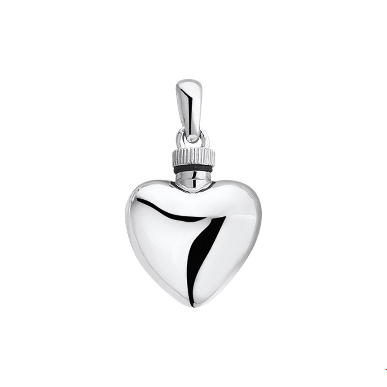 Beschrijving: Gerhodineerd zilveren hart urnhanger. 
Doelgroep: unisex
Breedte: 16.5 mm
Hoogte: 17 mm