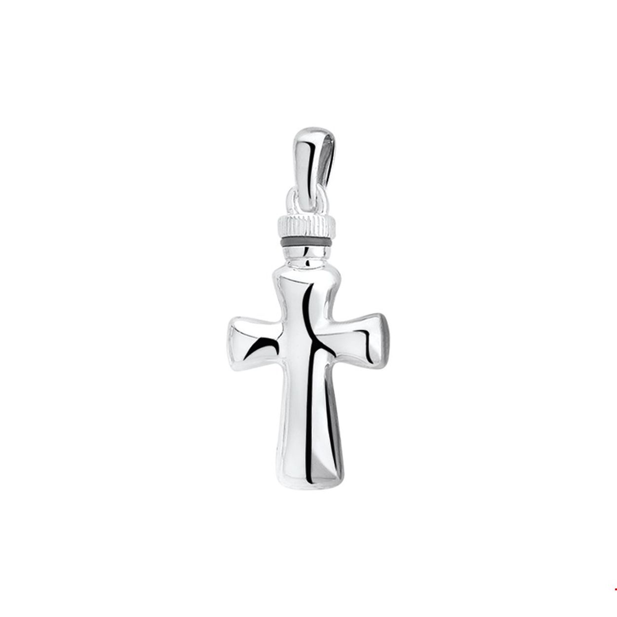 Beschrijving: Gerhodineerd zilveren kruis urnhanger. 
Verpakt per: 1
Doelgroep: unisex
Breedte: 15 mm
Hoogte: 20 mm