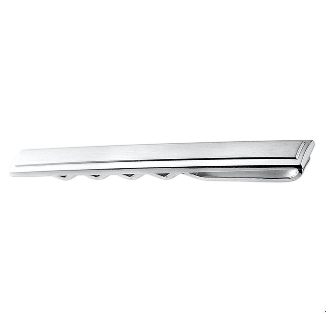 Beschrijving: Gerhodineerd zilveren dasschuif met een poli/matte afwerking. 
Verpakt per: 1
Doelgroep: heren
Breedte: 65 mm
Hoogte: 7 mm