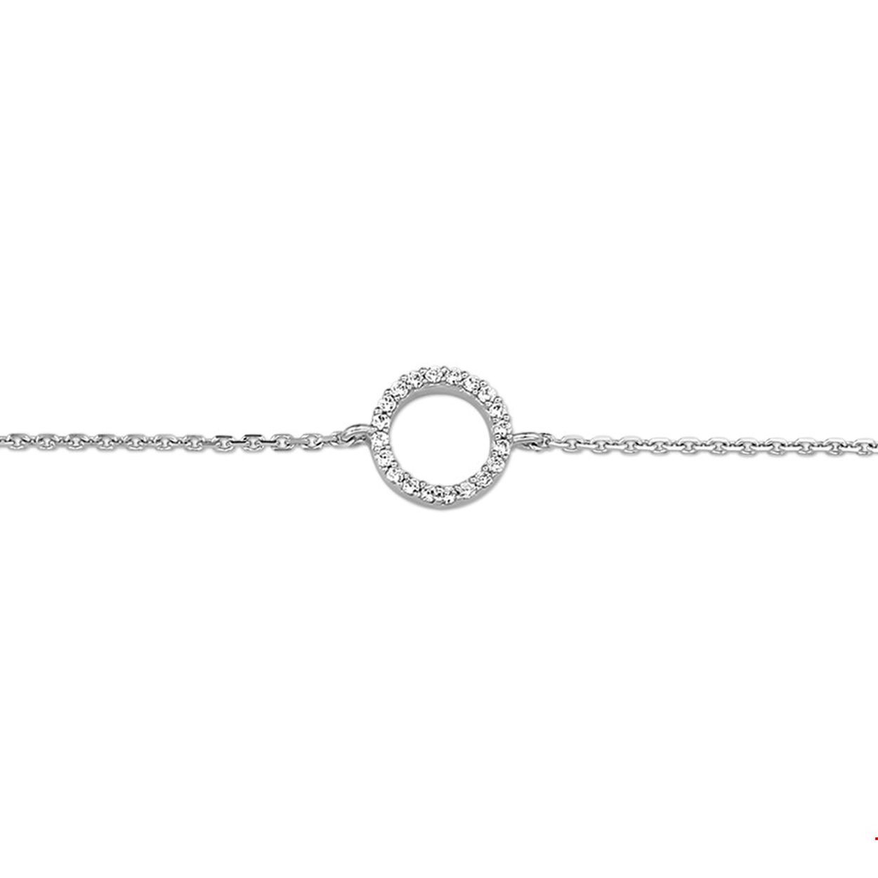 Zilveren armband - Gerhodineerd - Rondje - Zirkonia - 15/5 - 18 cm