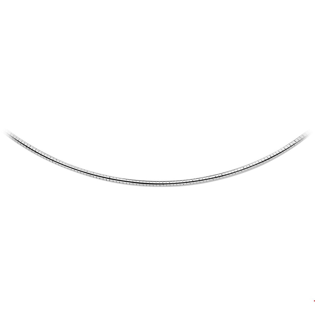 Gerhodineerd zilver, omega collier

Breedte: 1.75 mm
Langste lengte: 45 cm