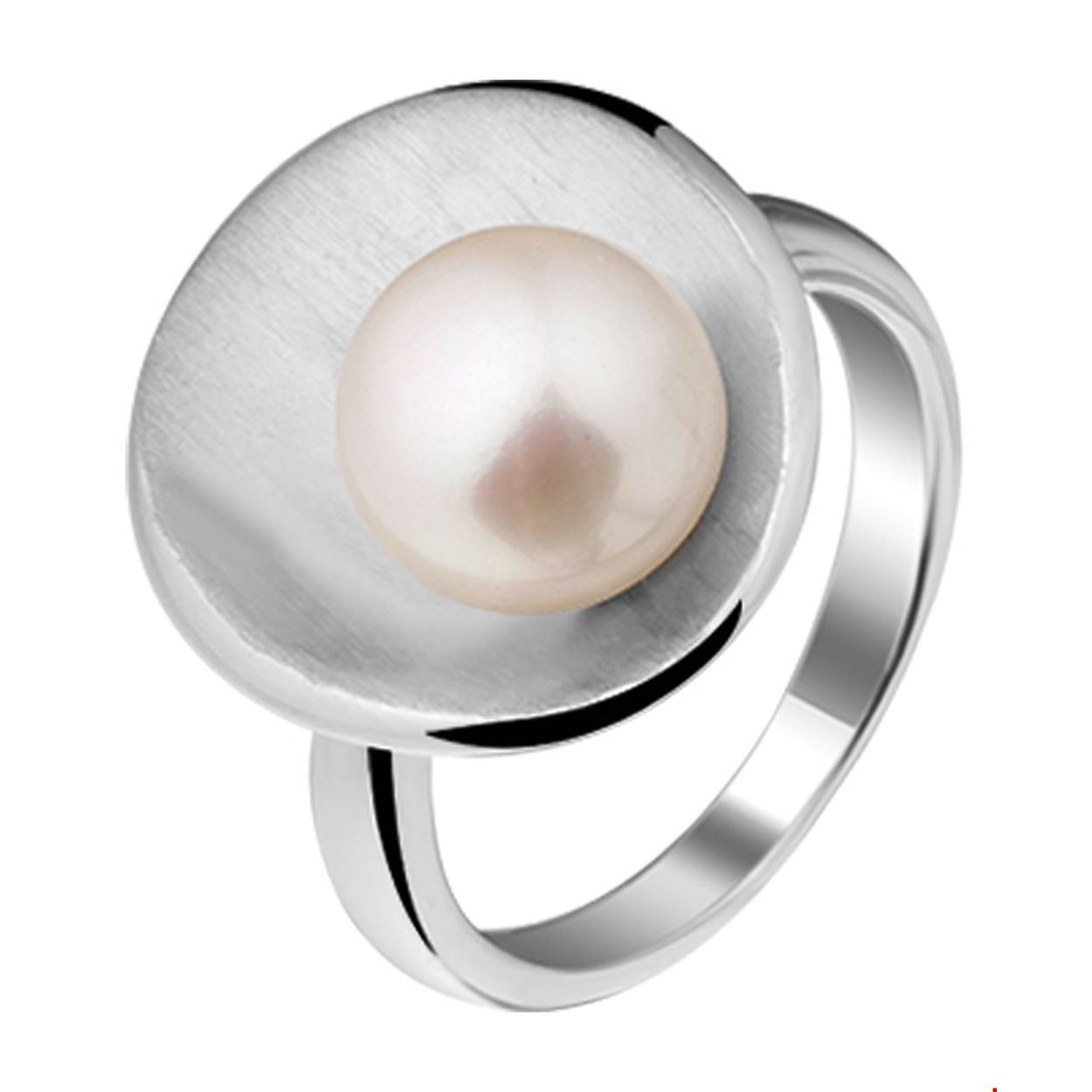 Gerhodineerd zilveren ring met zoetwaterparel.