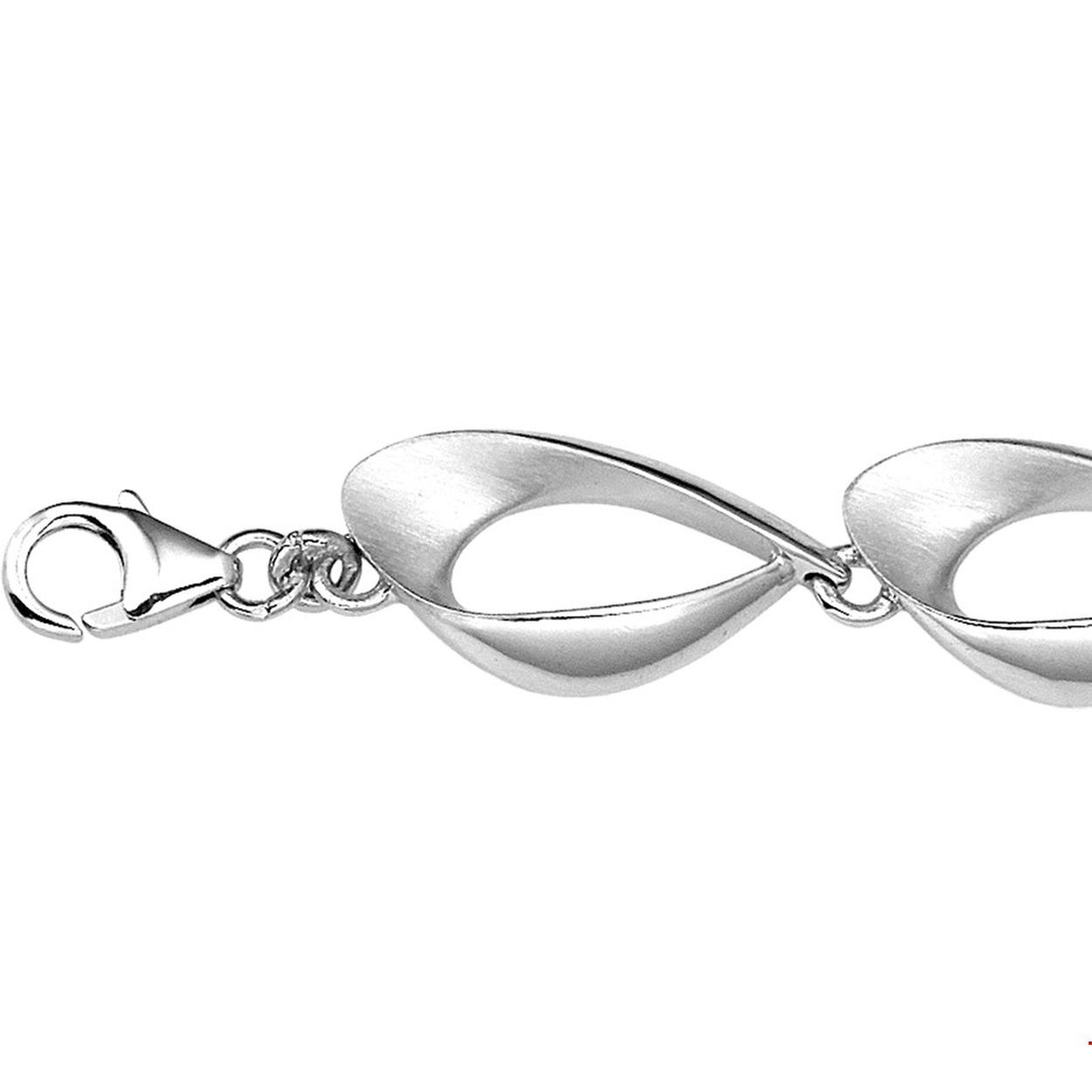 Zilveren schakel armband. Poli/mat.
Lengte 19cm