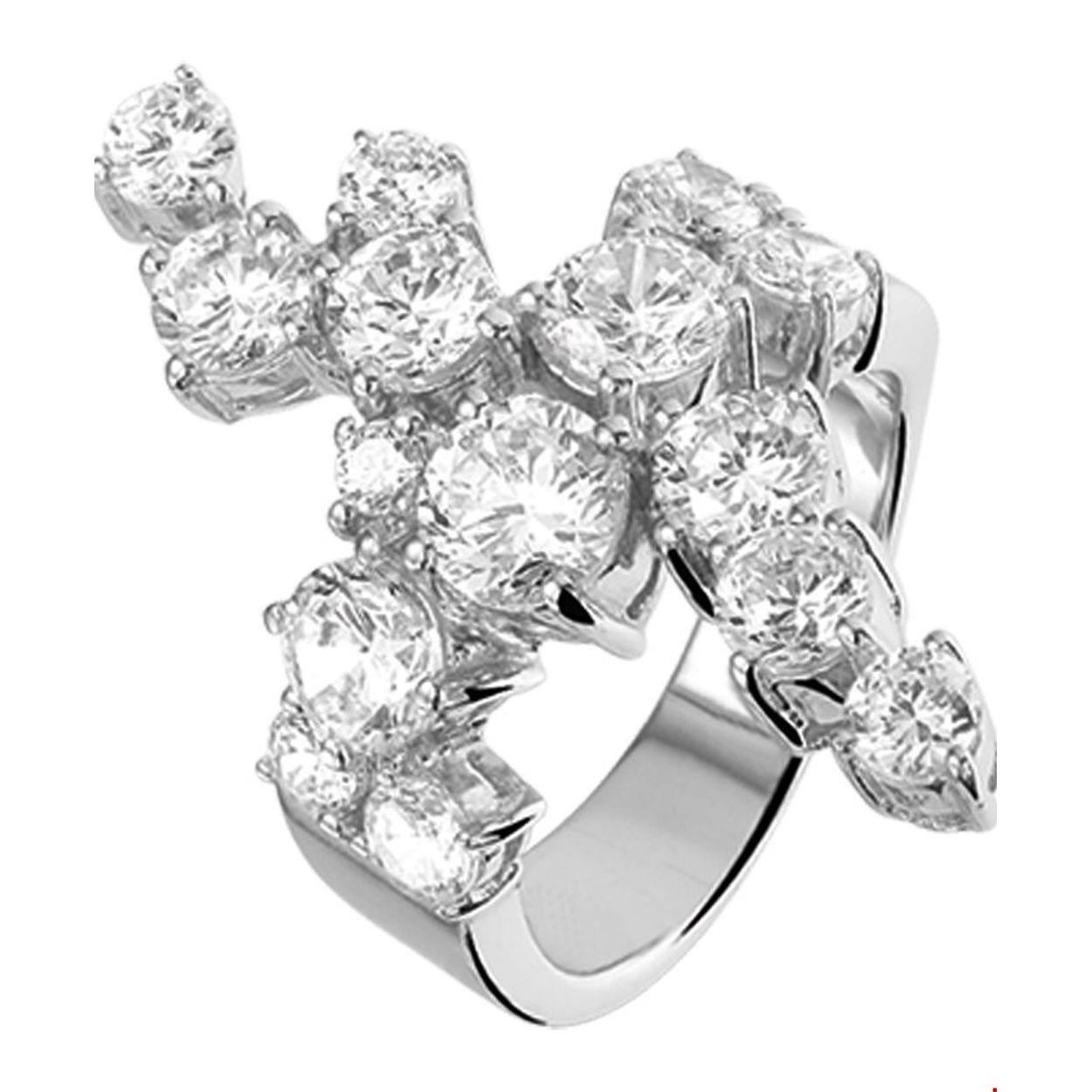 Beschrijving: Gerhodineerd zilveren ring met zirkonia. 
Uniekenummer serie: 27941
Verpakt per: 1
Doelgroep: dames
Ringmaat: 17.25 mm (54)
Breedte: 31.5 mm
Zetting: pave