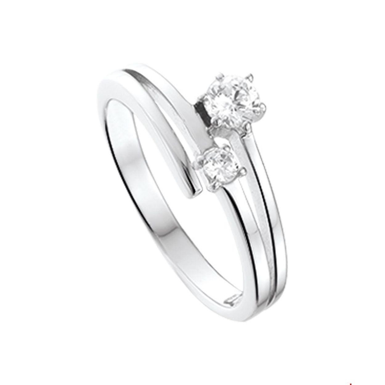 Zilveren ring voorzien van een rhodiumlaag voor langdurige glans
gezet met 2 zirkonia's
maat 16 en verkrijgbaar in diverse andere maten