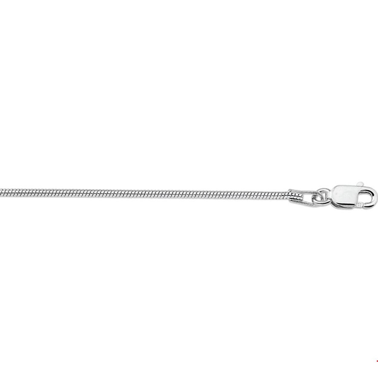 Beschrijving: Gerhodineerd zilveren slangen collier. 
Doelgroep: dames
Breedte: 1.2 mm
Langste lengte: 50 cm