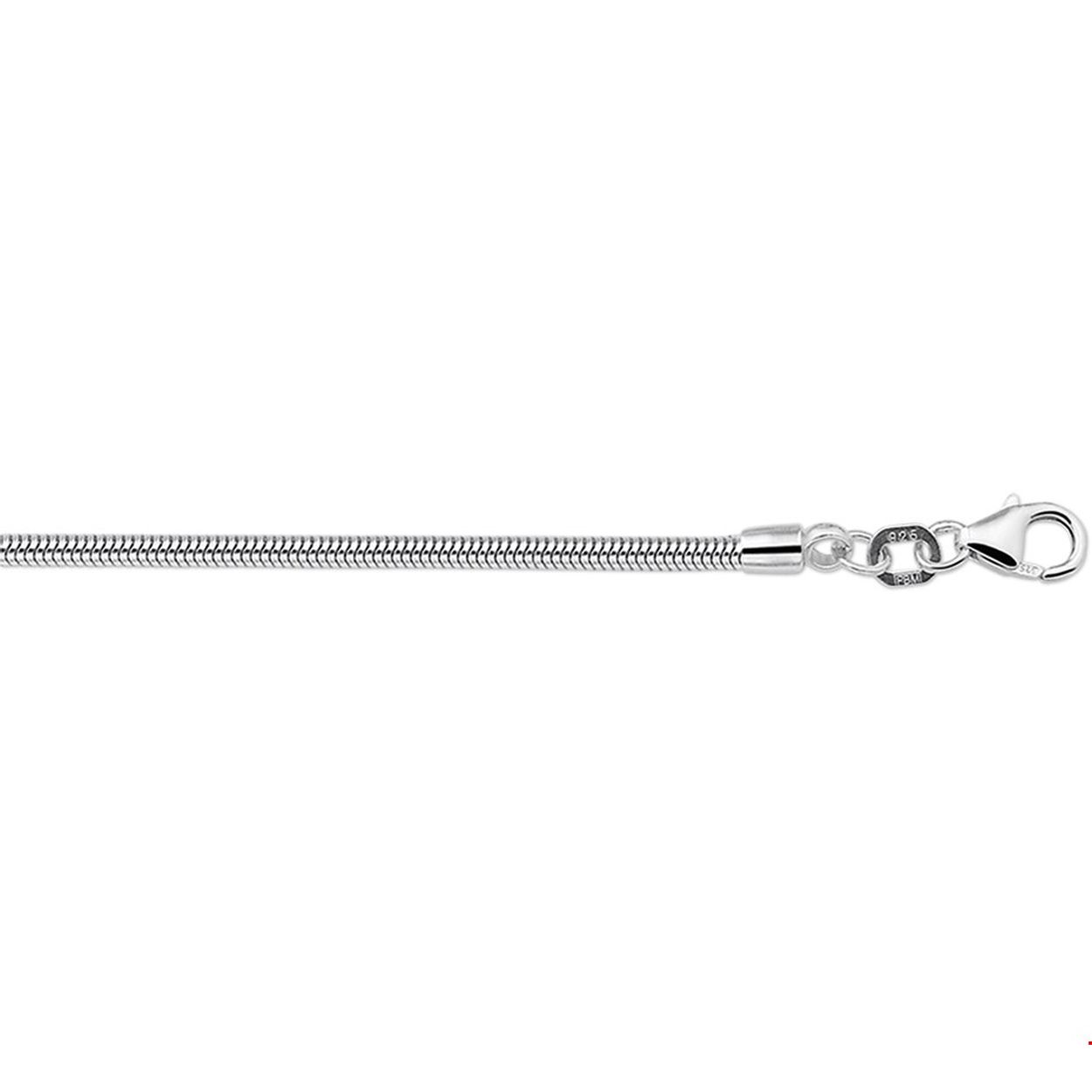 Zilver slangcollier met karabijnsluiting
Breedte: 2 mm
Lengte: 42 cm