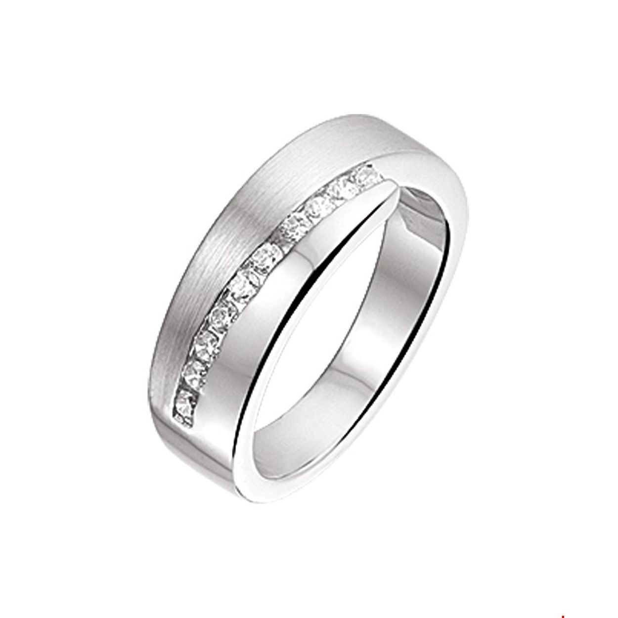 Luxe zilveren ring met meerdere fonkelende zirkonia's 
maat 20 en verkrijgbaar in diverse andere maten.